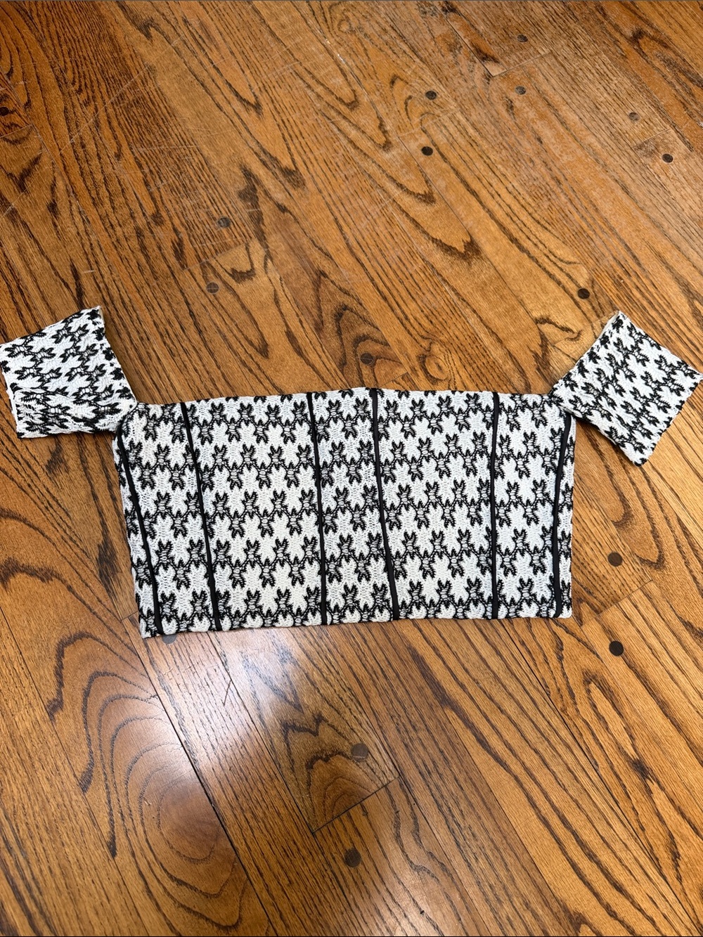 Maje sz 3 Black white check pattern cropped halter top - bustier look